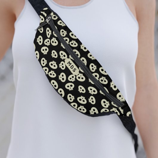 Skull Pattern Monogram Zwart Halloween Fanny Pack Heuptasje