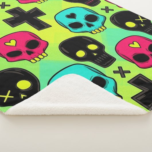 Skull Pattern Sherpa Blanket Sherpa Deken (3/4)