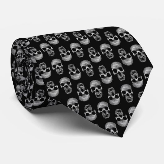 Skull Pattern Stropdas (Opgerold)