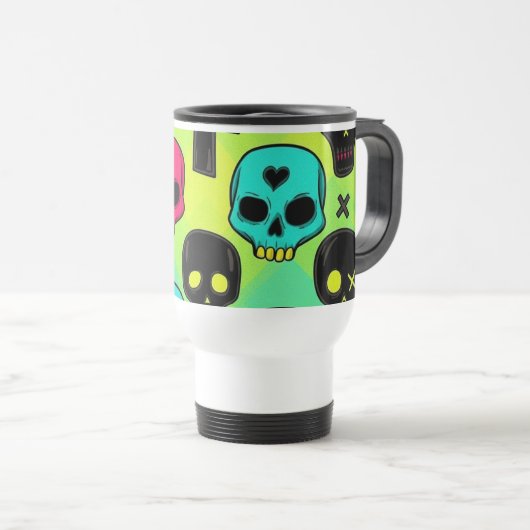 Skull Pattern Travel/Commuter Mug Reisbeker (Voorkant rechts)