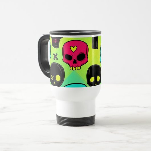 Skull Pattern Travel/Commuter Mug Reisbeker (Voorkant links)