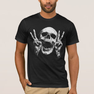 Skull Peace Hands, Donker Gotisch Halloween T-shirt