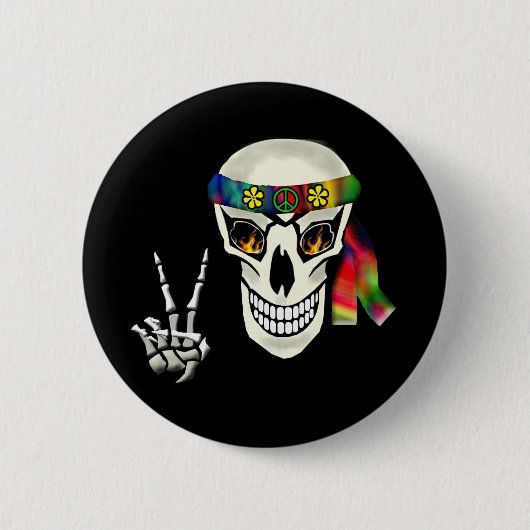 Skull Peace Ronde Button 5,7 Cm (Voorkant)