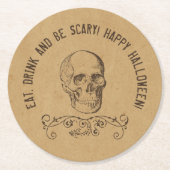  Skull Persoonlijke halloween Partij Ronde Kartonnen Onderzetter (Voorkant)