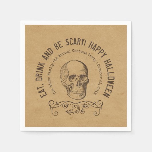 Skull Persoonlijke halloween Partij Servet (Voorkant)