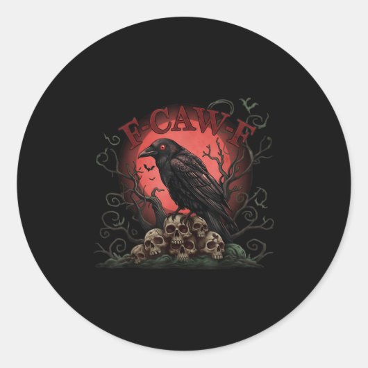 Skull Pile Raven F-caw-f Halloween Tee  Ronde Sticker (Voorkant)