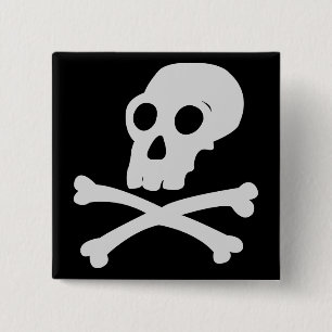 Skull pin vierkante button 5,1 cm