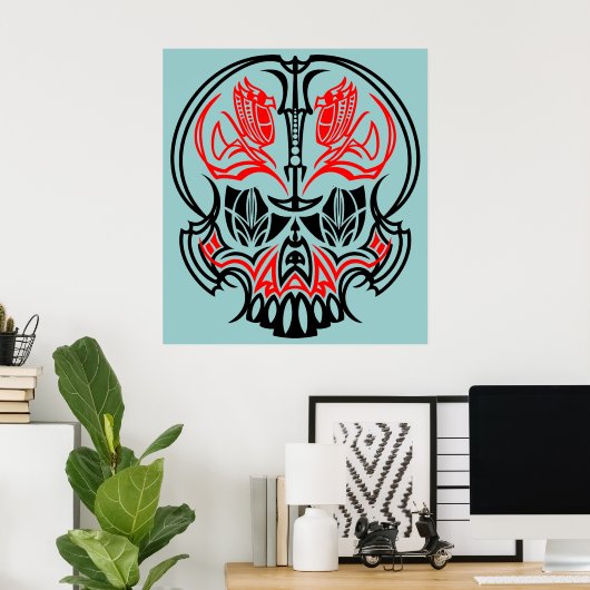 Skull Pinstriping Poster (Thuiskantoor)