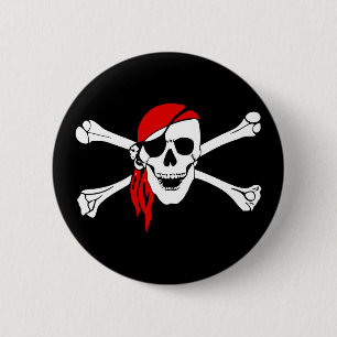 skull pirate knop ronde button 5,7 cm