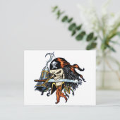 Skull Pirate met zwaard en haak door Al Rio Briefkaart (Staand voorkant)