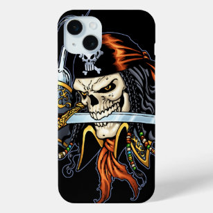 Skull Pirate met zwaard en haak door Al Rio iPhone 15 Mini Hoesje