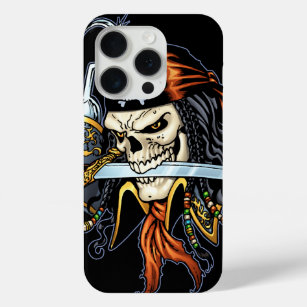 Skull Pirate met zwaard en haak door Al Rio iPhone 15 Pro Case