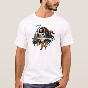 Skull Pirate met zwaard en haak door Al Rio T-shirt