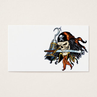 Skull Pirate met zwaard en haak door Al Rio Visitekaartje