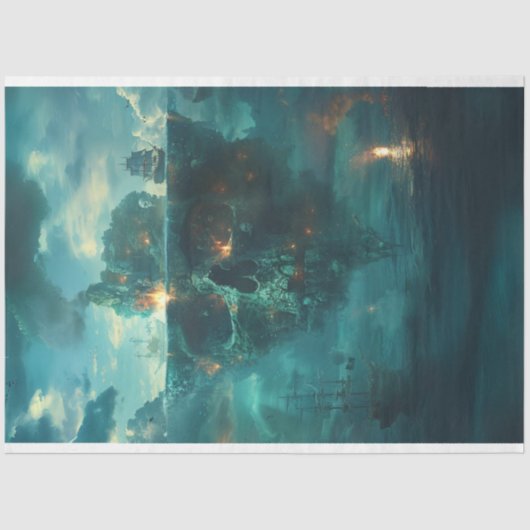 Skull Pirate Ship Decoupage Tissuepapier (Voorkant)