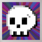 Skull pixel art. 8 bit psychedelisch paars Poster (Voorkant)