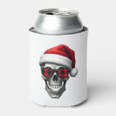 Skull Plaid Santa Hat Christmas Pajama Cool Skelet Blikjeskoeler (Blikje Voorkant)