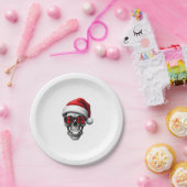 Skull Plaid Santa Hat Christmas Pajama Cool Skelet Papieren Bordje (Feest)