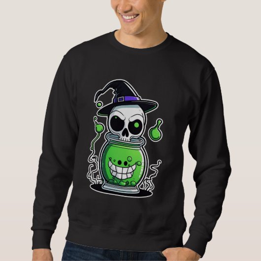 Skull & Poison Jar Halloween Sweatshirt (Voorkant)