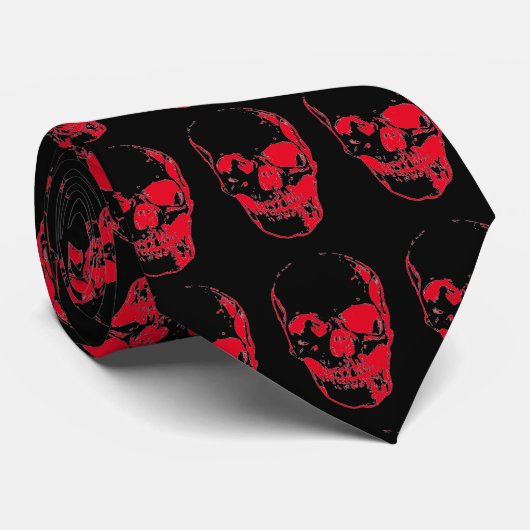 Skull Pop Art Black & Red Stropdas (Opgerold)