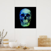Skull Pop Art Blue Black Poster (Keuken)