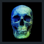 Skull Pop Art Blue Black Poster<br><div class="desc">Fantasy Art Skull Skeleton - Blue & Paarse Tones Heavy Metal Punk Rock College Pop Art Afbeelding</div>