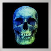 Skull Pop Art Blue Black Poster (Voorkant)