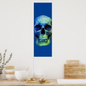 Skull Pop Art Blue Poster (Keuken)