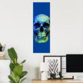 Skull Pop Art Blue Poster (Thuiskantoor)