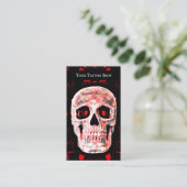 Skull Pop Art Gothic Black Red Modern Tattoo Shop Visitekaartje (Staand voorkant)