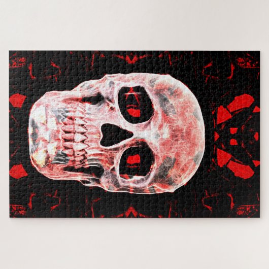 Skull Pop Art Gothic Red Black Modern Legpuzzel (Horizontaal)