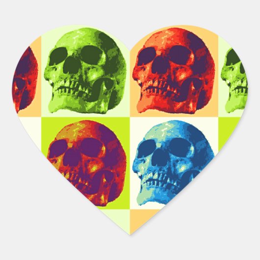 Skull Pop Art Hart Sticker (Voorkant)