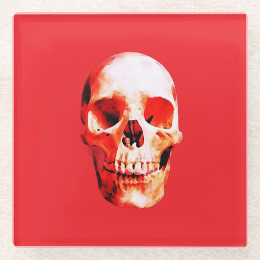 Skull Pop Art Illustration Glazen Onderzetter (Voorkant)