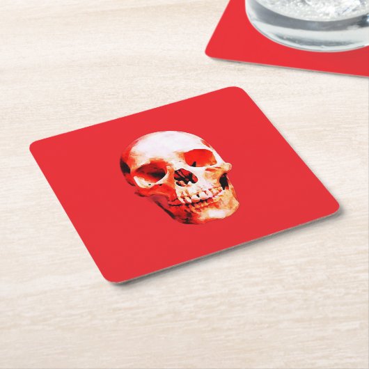 Skull Pop Art Illustration Kartonnen Onderzetters (Schuin)