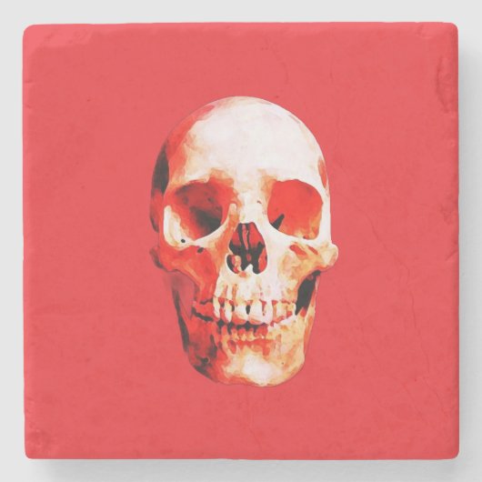 Skull Pop Art Illustration Stenen Onderzetter (Voorkant)