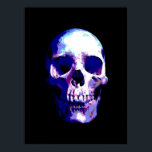 Skull Pop Art Poster<br><div class="desc">Fantasy Art Skull Skeleton - Blue & Paarse Tones Heavy Metal Punk Rock College Pop Art Afbeelding</div>