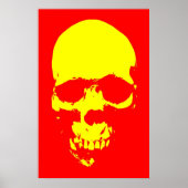 Skull Pop Art Poster - Rood & Geel (Voorkant)