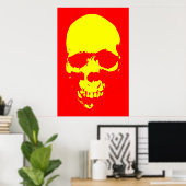 Skull Pop Art Poster - Rood & Geel (Thuiskantoor)