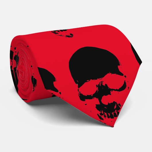 Skull Pop Art Red Stropdas (Opgerold)