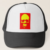 Skull Pop Art - Rood & Geel Trucker Pet (Voorkant)