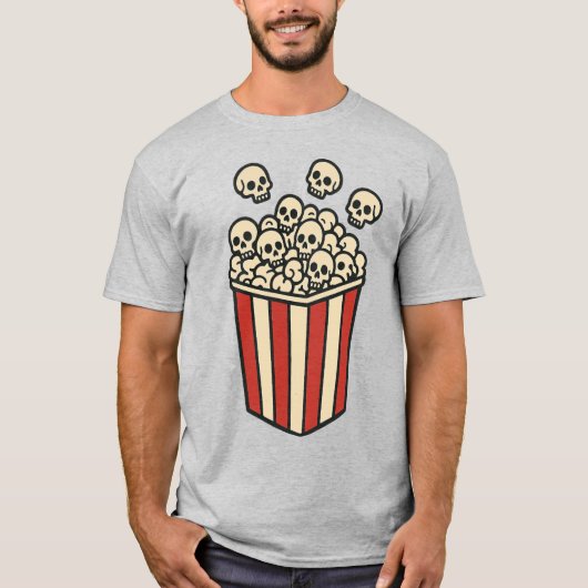 Skull Popcorn Box Sticker  T-shirt (Voorkant)