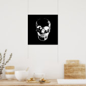 Skull Poster - Black & White Pop Art, Fantasy Art (Keuken)