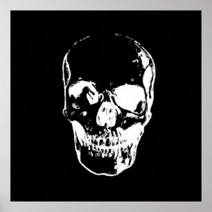 Skull Poster - Black & White Pop Art, Fantasy Art