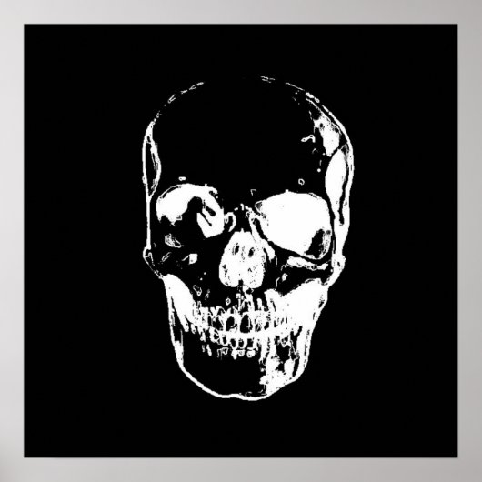 Skull Poster - Black & White Pop Art, Fantasy Art (Voorkant)
