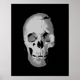 Skull Poster - Black & White Pop Art, Fantasy Art