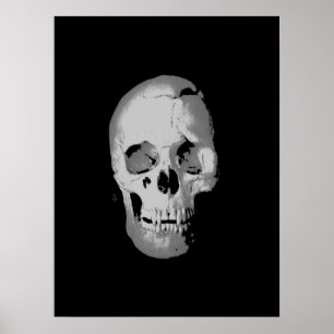 Skull Poster - Black & White Pop Art, Fantasy Art