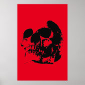 Skull Poster Print - Black & Red Pop Art (Voorkant)