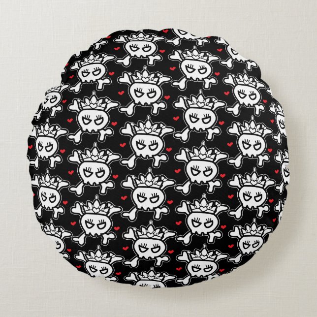 Skull Princess Pattern Rond Kussen (Voorkant)