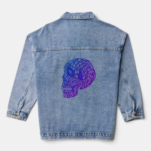 Skull Print Denim Jacket In Purples and Blues (Achterkant)