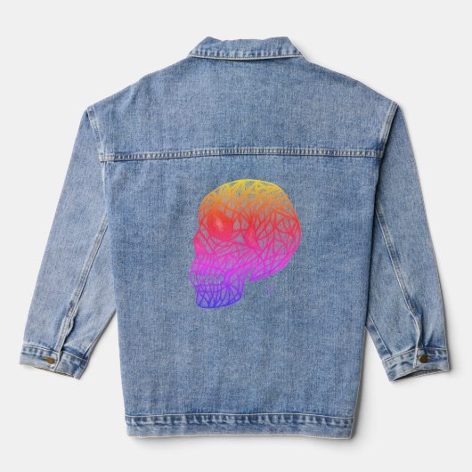 Skull Print Denim Jacket With Sunset Colors (Achterkant)